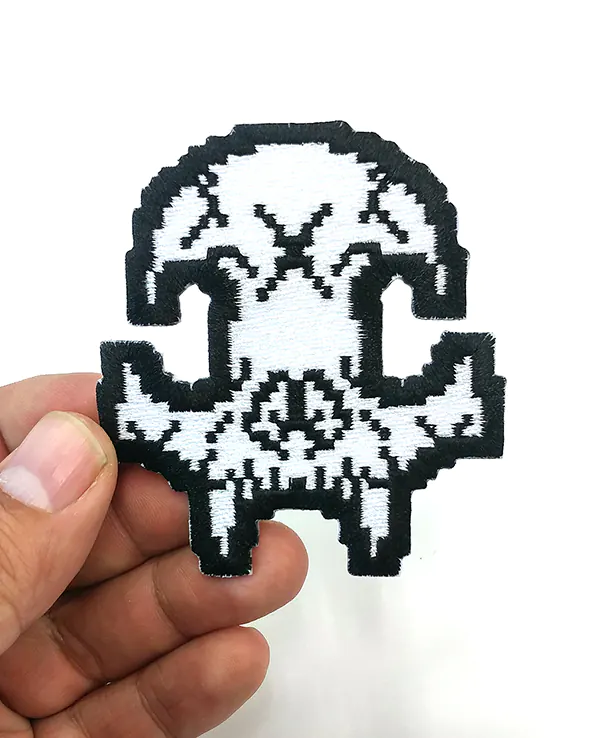 8 Bit White Bear Knkl Skull Iron On Patch 3 by Respect