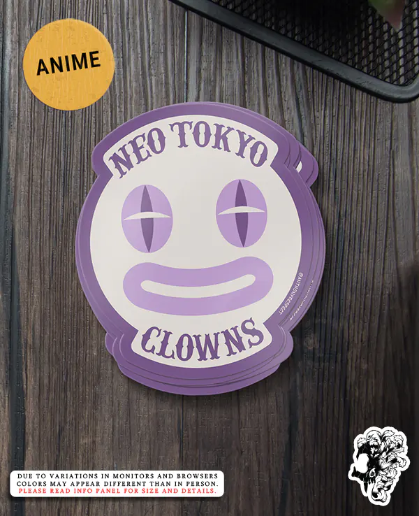 Akira Neo Tokyo Clowns Gang It Aint Funny Edition 80s Anime Vinyl Stickers Designed By Anthony Respect Stack Mockup 2
