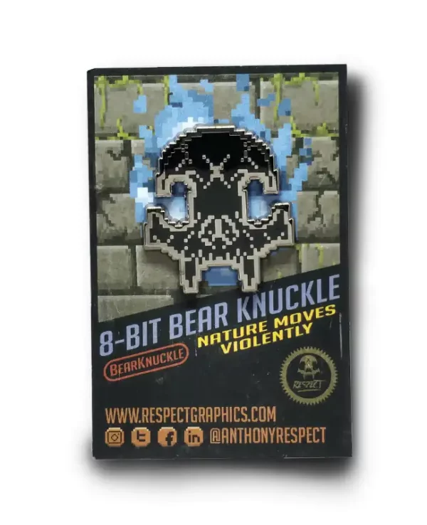 Bear Knuckle 8 Bit Skull Black Black Nickel Metal Hard Enamel Pin by Anthony Respect