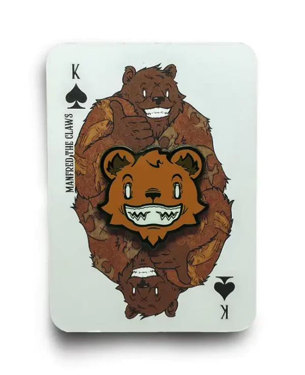 Bear Knuckle Manfred The Claws Black Nickel Hard Enamel Pin On Playing Card Backer By Anthony Respect