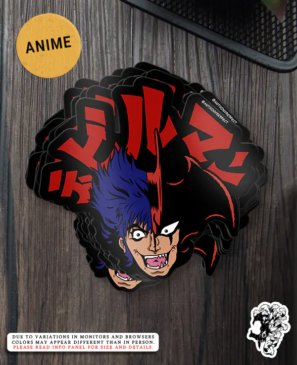 Devilman Akira Fudo Transformation Anime Edition 80s Anime Large Vinyl Sticker Designed By Anthony Respect Stack Mockup 2