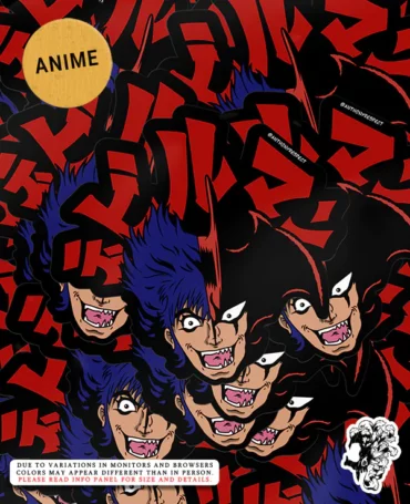 Devilman Akira Fudo Transformation Anime Edition 80s Anime Large Vinyl Sticker Designed By Anthony Respect Sticker Pile Mockup
