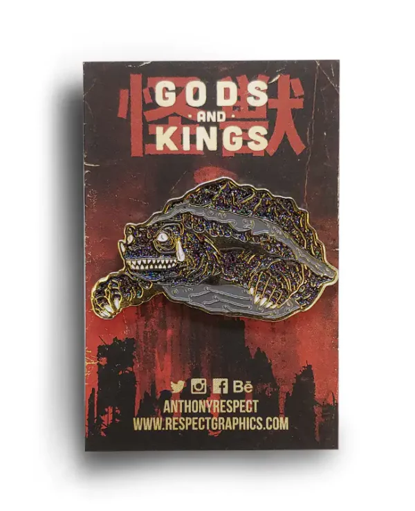 Gamera 65 Flying Void Limited Edition Gold Enamel Finish Kaiju Gods and Kings Soft Enamel Pin By Anthony Respect