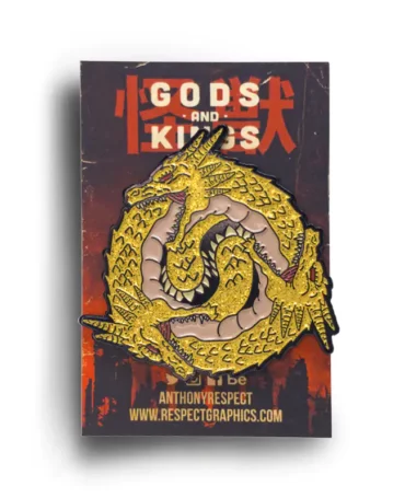 Ghidorah Ghidoraboross Classic Edition Black Metal Finish Kaiju Gods and Kings Enamel Pin By Anthony Respect