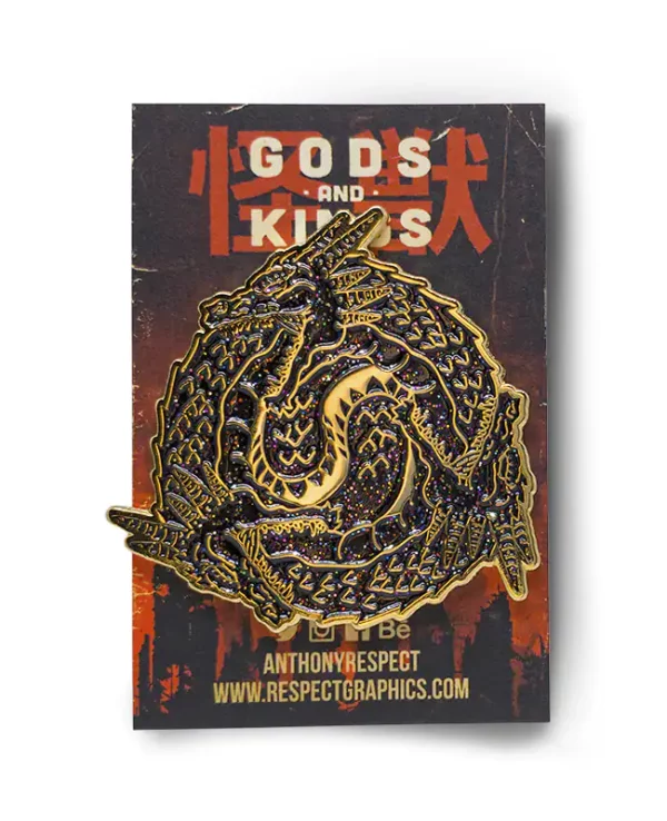 Ghidorah Ghidoraboross Void Limited Edition Gold Finish Kaiju Gods and Kings Enamel Pin By Anthony Respect.jpg