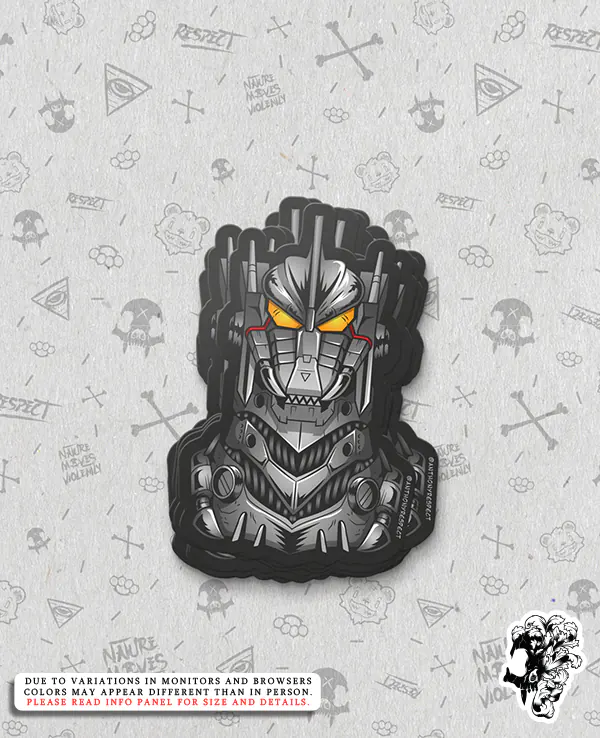 Kaiju Gods and Kings Mechagodzilla Kiryu Edition Vinyl Sticker Design By Anthony Respect Stack Mockup 1