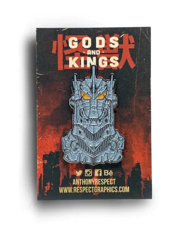 Kiryu Mechagodzilla Blue Steel Edition Black Nickel Finish Kaiju Gods and Kings Enamel Pin By Anthony Respect