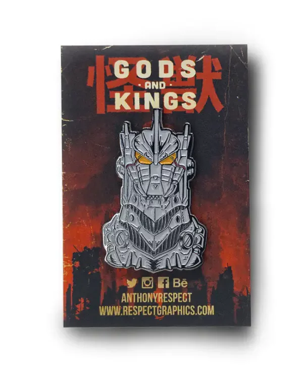 Kiryu Mechagodzilla Millennium Edition Silver Finish Kaiju Gods and Kings Enamel Pin By Anthony Respect